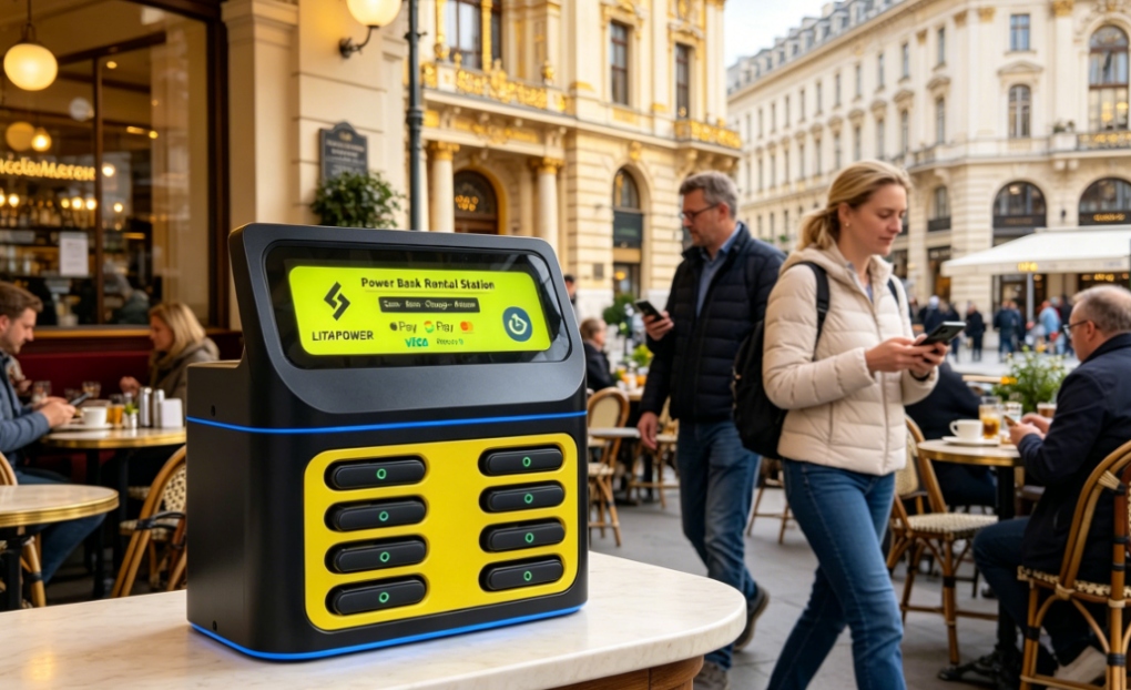 Power bank rental Italy usage scenarios (shopping malls, restaurants, tourist attractions), supporting deployment and profit operations image